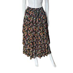 Tensione In Floral Ruffle Tiered Maxi Skirt Small